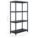 vidaXL fekete műanyag tároló polc 100 kg 60 x 30 x 138 cm