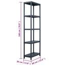 vidaXL fekete műanyag tároló polc 125 kg 60 x 30 x 180 cm