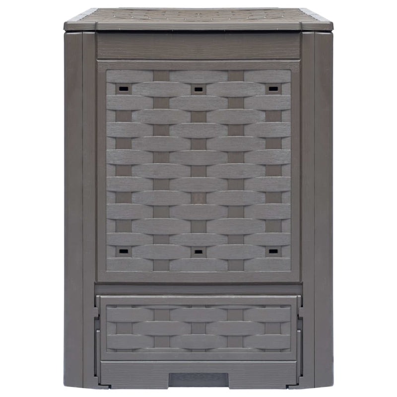 vidaXL barna műanyag rattan kerti komposztáló 60 x 60 x 83 cm 300 L