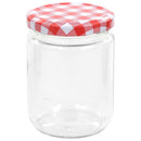vidaXL 48 db 230 ml-es befőttesüveg piros-fehér tetővel
