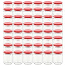 vidaXL 48 db 230 ml-es befőttesüveg piros tetővel