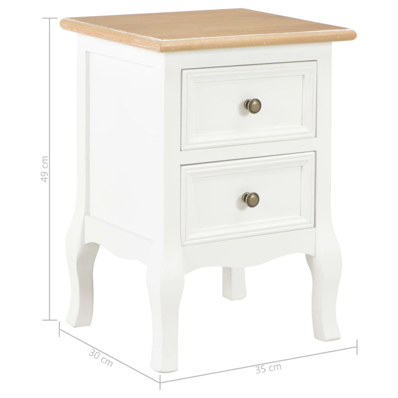 vidaXL 2 db fehér MDF éjjeliszekrény 35 x 30 x 49 cm