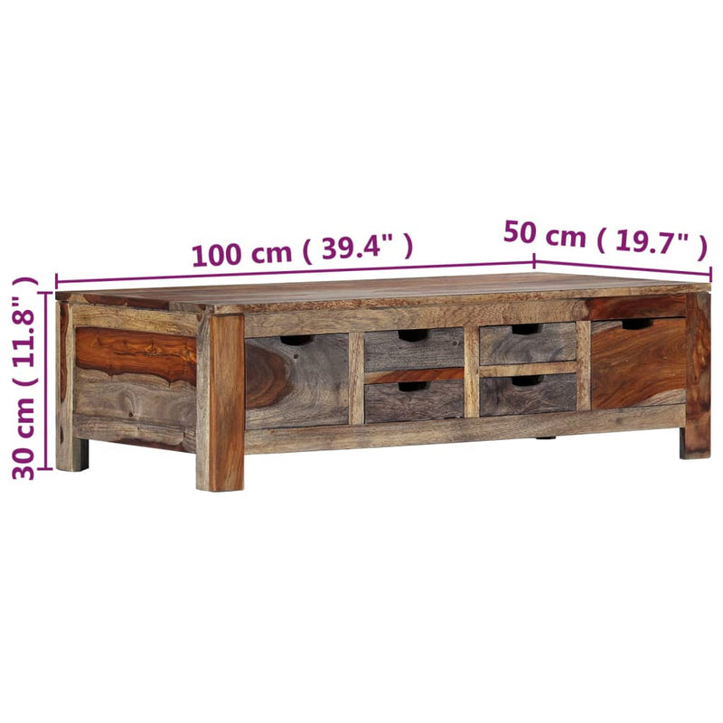 vidaXL szürke tömör akácfából dohányzóasztal 100x50x30 cm