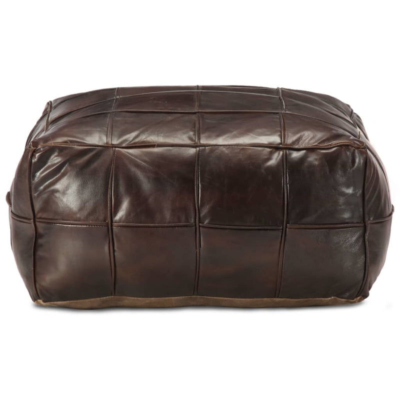 vidaXL sötétbarna valódi kecskebőr puff 60 x 60 x 30 cm