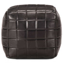 vidaXL fekete valódi kecskebőr puff 40 x 40 x 40 cm