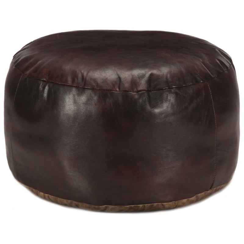 vidaXL sötétbarna valódi kecskebőr puff 60 x 30 cm