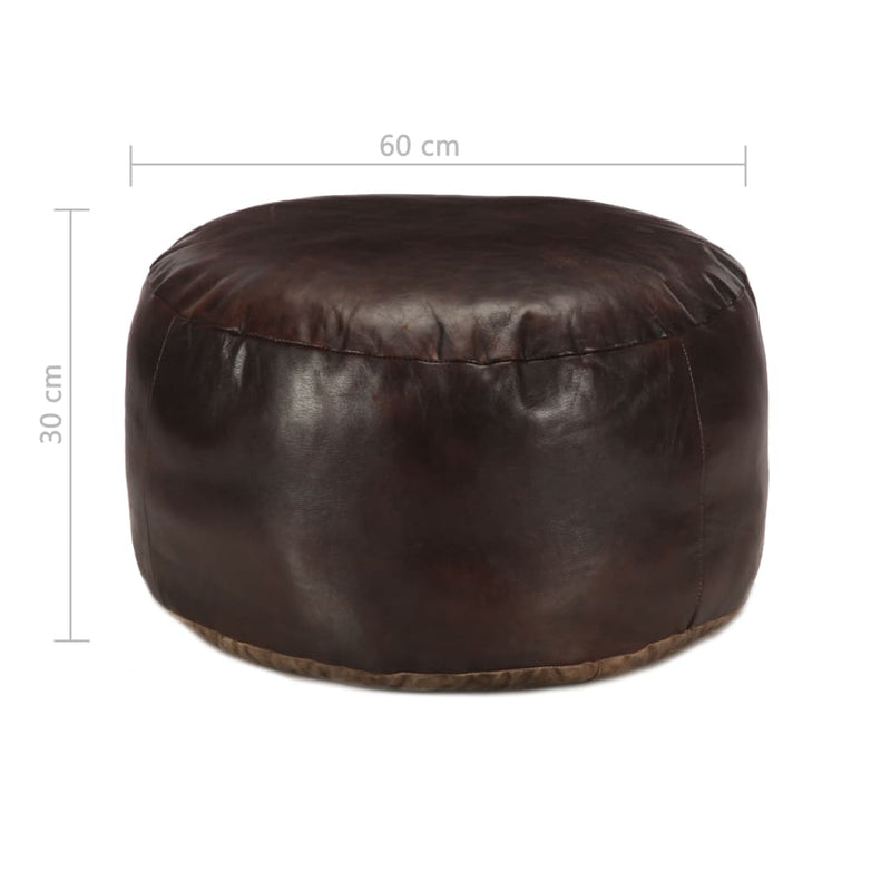 vidaXL sötétbarna valódi kecskebőr puff 60 x 30 cm