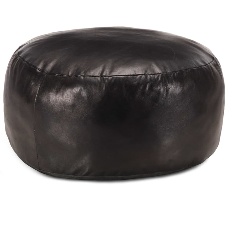 vidaXL fekete valódi kecskebőr puff 60 x 30 cm