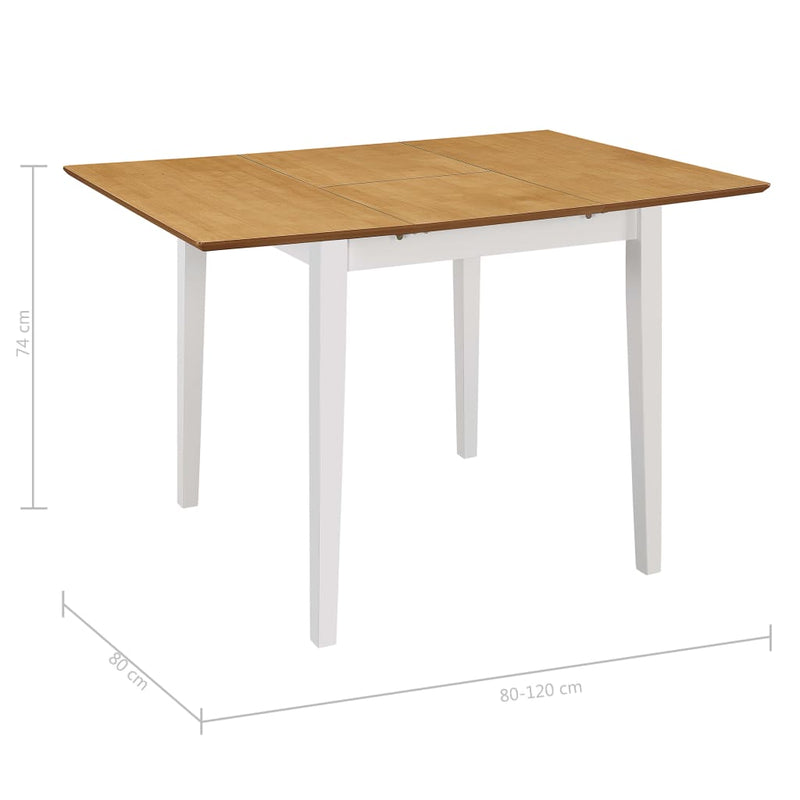 vidaXL fehér kihúzható MDF étkezőasztal (80-120)x80x74 cm
