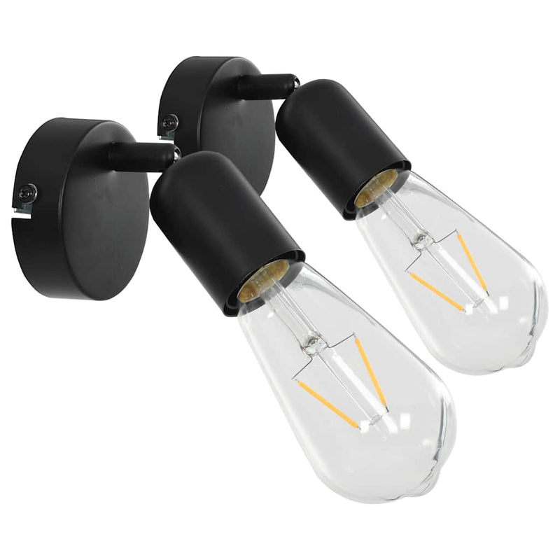 vidaXL 2 db fekete spotlámpa izzókkal 2 W E27