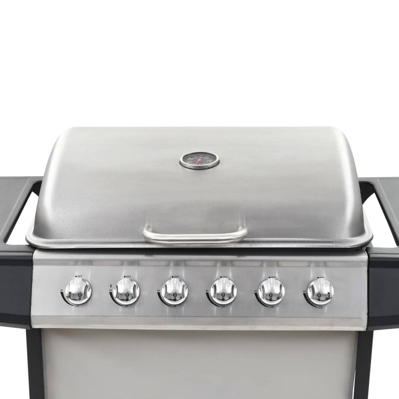 vidaXL ezüst rozsdamentes acél gáz grillező 6 főzőzónával