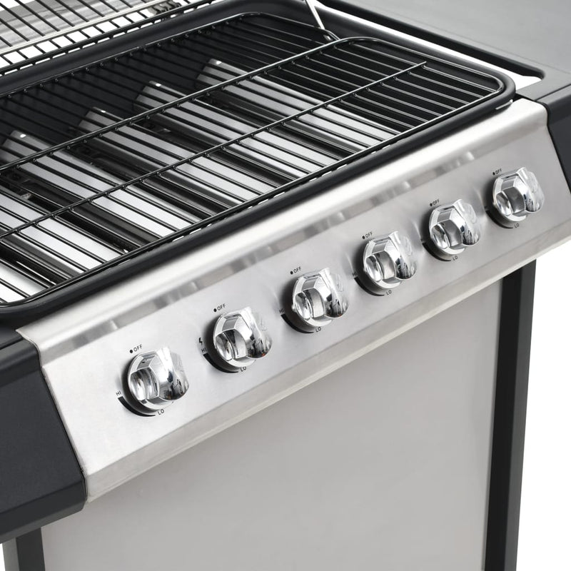 vidaXL ezüst rozsdamentes acél gáz grillező 6 főzőzónával