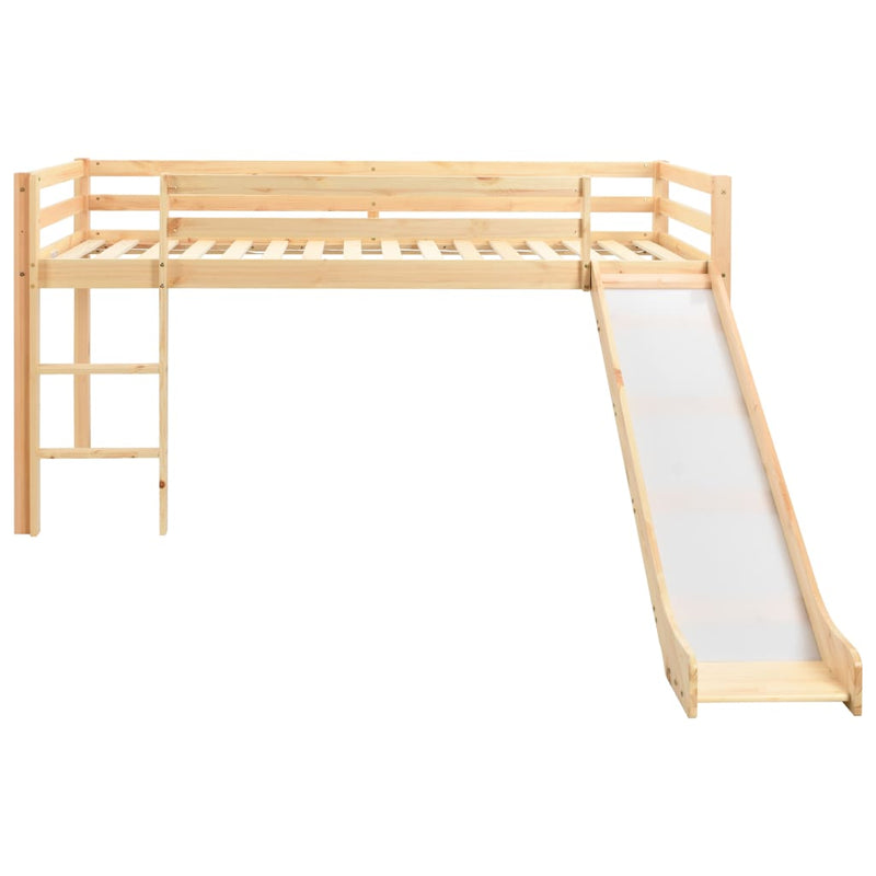 vidaXL fenyőfa gyermek galériaágy-keret csúszdával/létrával 97x208 cm