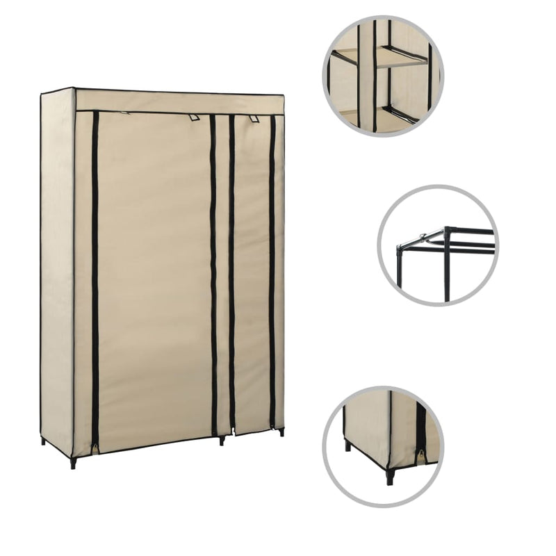 vidaXL 2 db krémszínű összecsukható szövet ruhásszekrény 110x45x175 cm