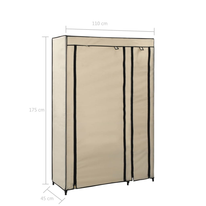 vidaXL 2 db krémszínű összecsukható szövet ruhásszekrény 110x45x175 cm