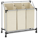 vidaXL krémszínű acél szennyesszortírozó 3 zsákkal