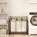 vidaXL krémszínű acél szennyesszortírozó 3 zsákkal