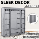 vidaXL szürke szövet ruhásszekrény tárolórekeszekkel 150 x 45 x 176 cm