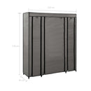 vidaXL szürke szövet ruhásszekrény tárolórekeszekkel 150 x 45 x 176 cm