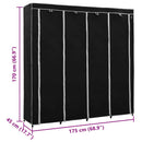vidaXL fekete ruhásszekrény 4 tárolórekesszel 175 x 45 x 170 cm