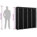 vidaXL fekete ruhásszekrény 4 tárolórekesszel 175 x 45 x 170 cm