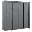 vidaXL szürke ruhásszekrény 4 tárolórekesszel 175 x 45 x 170 cm