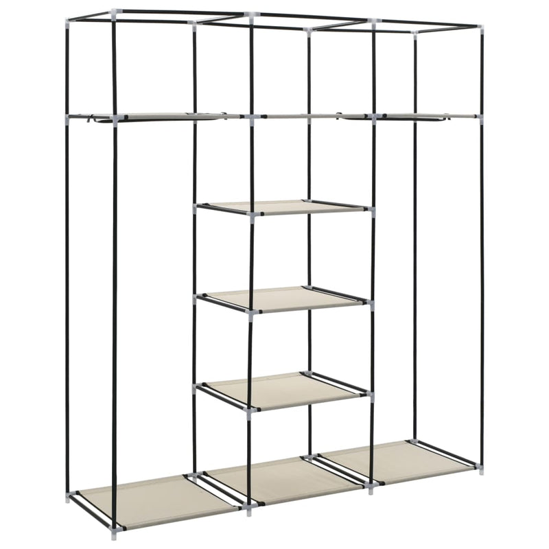 vidaXL krém szövet ruhásszekrény rekeszekkel és rudakkal 150x45x175 cm
