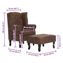 vidaXL barna művelúr "Chesterfield" karosszék és lábtartó