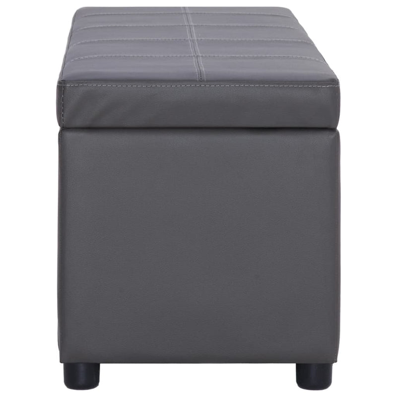 vidaXL szürke műbőr pad tárolórekesszel 116 cm