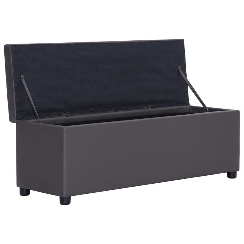 vidaXL szürke műbőr pad tárolórekesszel 116 cm