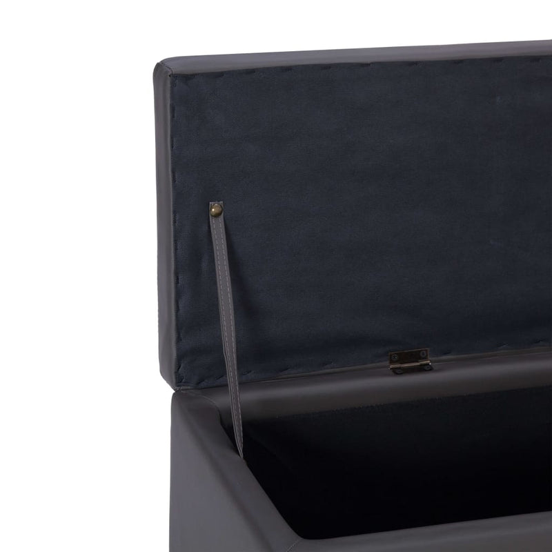 vidaXL szürke műbőr pad tárolórekesszel 116 cm