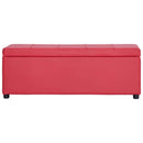 vidaXL piros műbőr pad tárolórekesszel 116 cm