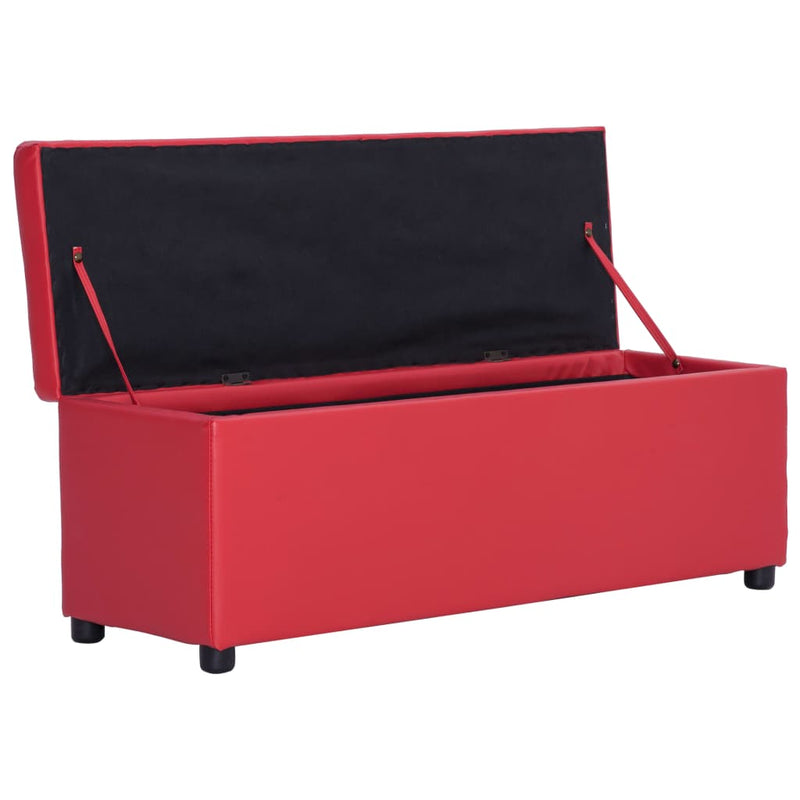 vidaXL piros műbőr pad tárolórekesszel 116 cm