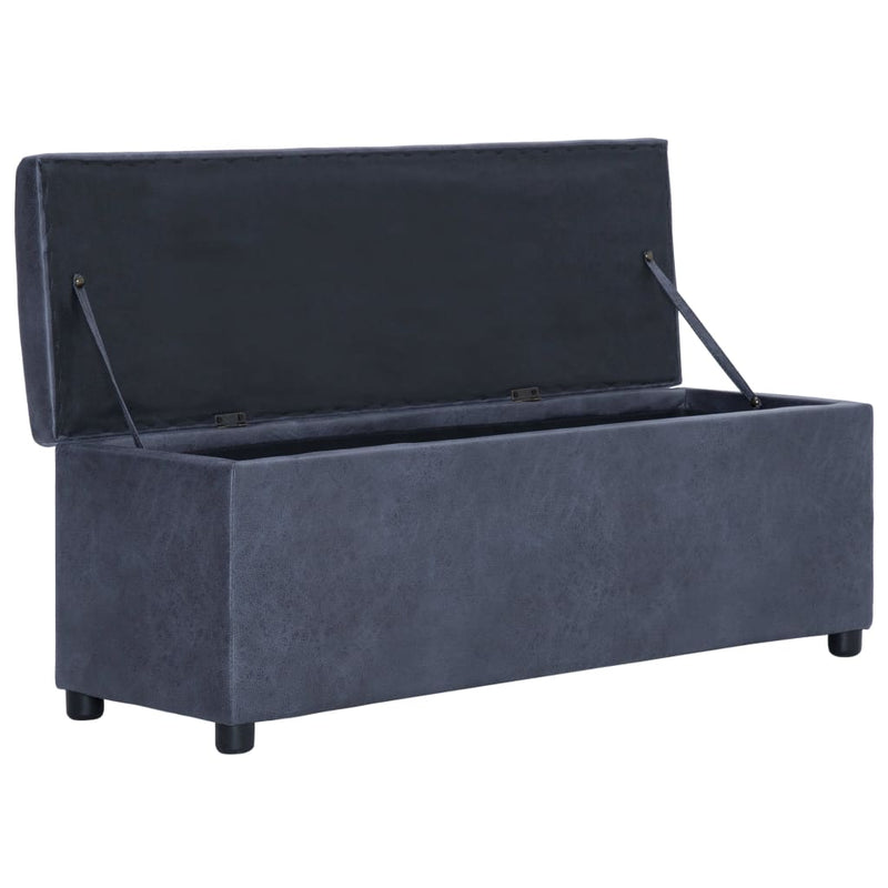 vidaXL szürke művelúr pad tárolórekesszel 116 cm