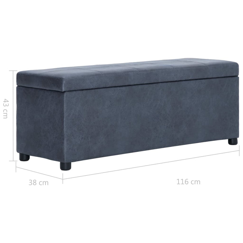 vidaXL szürke művelúr pad tárolórekesszel 116 cm