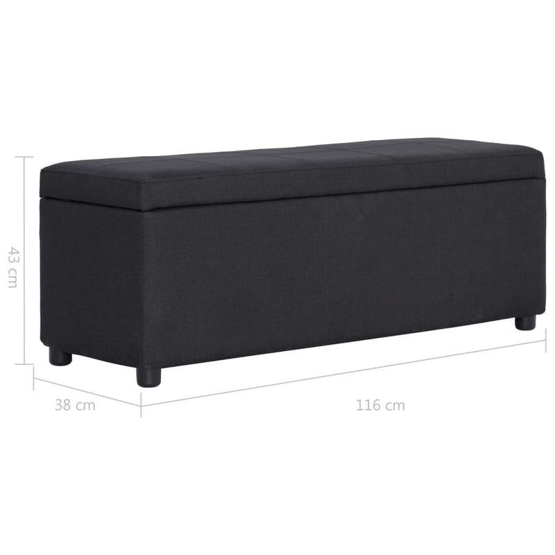 vidaXL fekete poliészter pad tárolórekesszel 116 cm