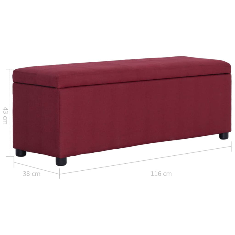 vidaXL bordó poliészter pad tárolórekesszel 116 cm