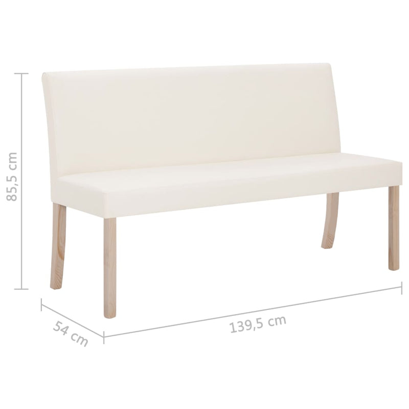 vidaXL krémszínű műbőr pad 139,5 cm