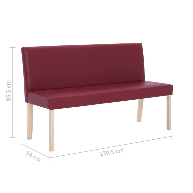 vidaXL vörösbor színű műbőr pad 139,5 cm