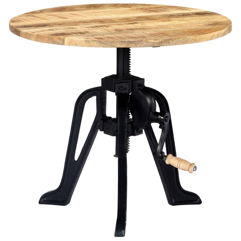 vidaXL tömör mangófa és öntöttvas kisasztal 60 x (46-63) cm