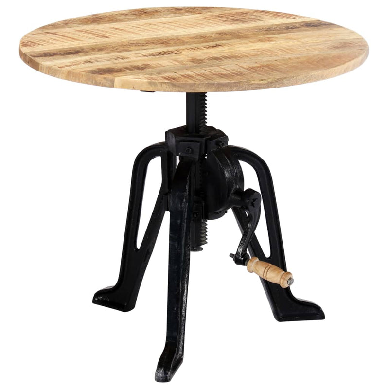vidaXL tömör mangófa és öntöttvas kisasztal 60 x (46-63) cm