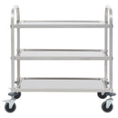 vidaXL 3 szintes rozsdamentes acél zsúrkocsi 95 x 45 x 83,5 cm