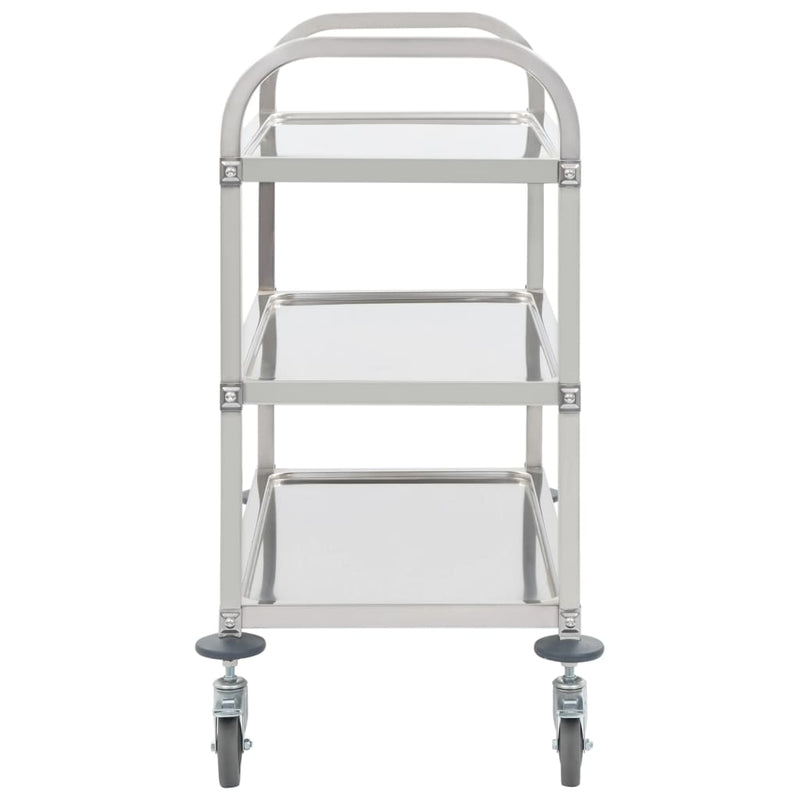 vidaXL 3 szintes rozsdamentes acél zsúrkocsi 95x45x83,5cm