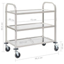 vidaXL 3 szintes rozsdamentes acél zsúrkocsi 95 x 45 x 83,5 cm
