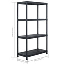 vidaXL 5 db fekete műanyag tároló polc állvány 60 x 30 x 138 cm
