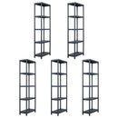 vidaXL 5 db fekete műanyag tároló polc 125 kg 60 x 30 x 180 cm