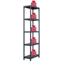 vidaXL 5 db fekete műanyag tároló polc 125 kg 60 x 30 x 180 cm