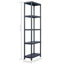 vidaXL 5 db fekete műanyag tároló polc 125 kg 60 x 30 x 180 cm