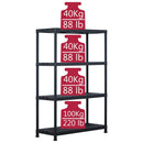 vidaXL 2 db fekete műanyag tároló polc 220 kg 90 x 40 x 138 cm