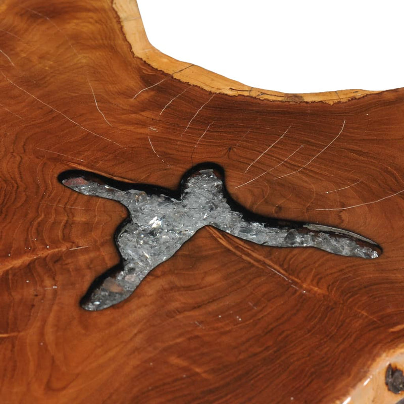 vidaXL tömör tíkfa és műkő dohányzóasztal 70 x 45 cm